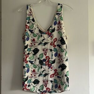 Floral Sleeveless RW&co. Blouse with V-Neck | size L